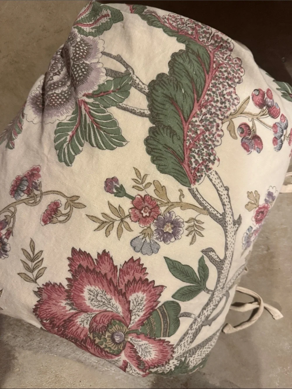 Palampore Print Queen  Duvet Cover Queen- Floral Print in Cream, Pink, green